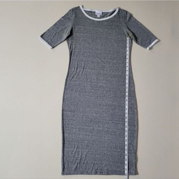 LuLaRoe Women's Gray Julia Midi Tshirt Dress - Picture 7 of 9
